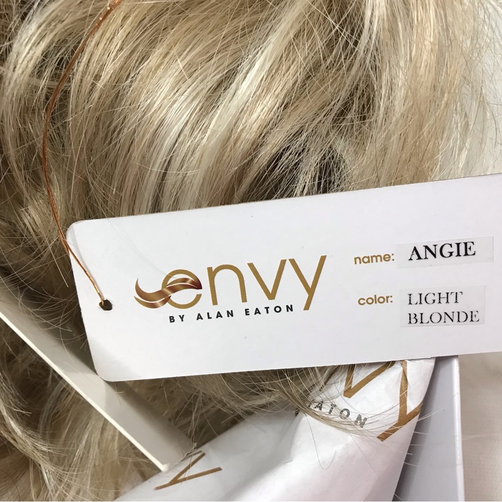 ANGIE Wig by ENVY Lace Front Mono Top Monofilament Light Blonde Short Weft Cap